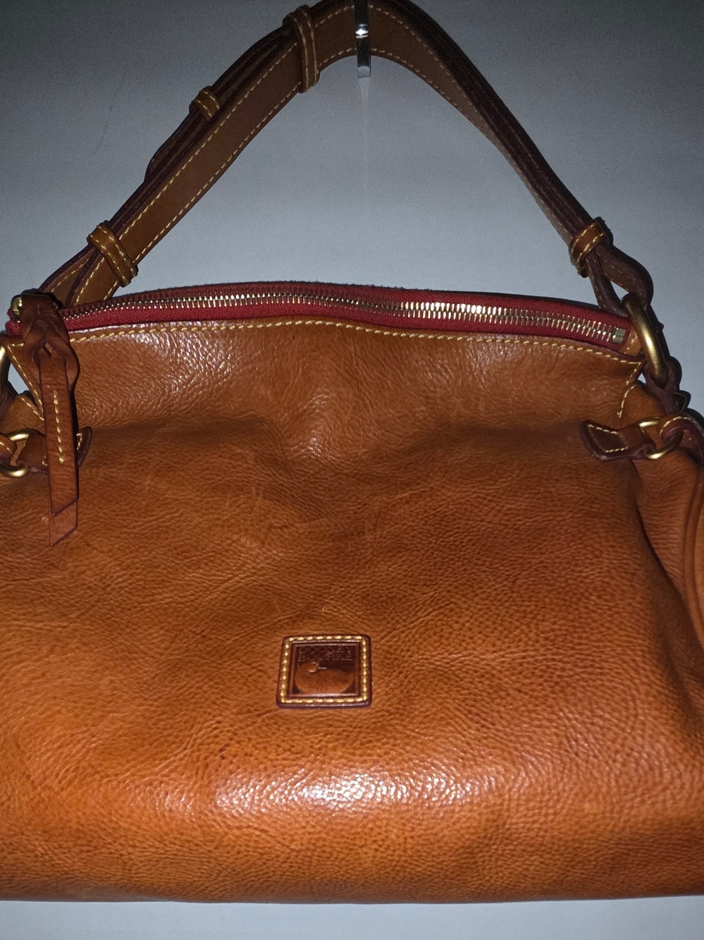 Dooney & Bourke Florentine Camel Brown Pebble Leather Shoulder Bag